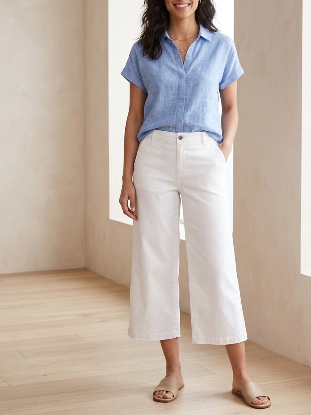 NWT Style & Co white cropped wide leg hygge energy pants size 14 petite